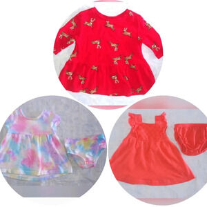Bundle of Three Pieces Baby Girl Dress Size 0-3 Months